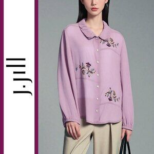 J. Jill | Embroidered Peter Pan Collar Blouse Top